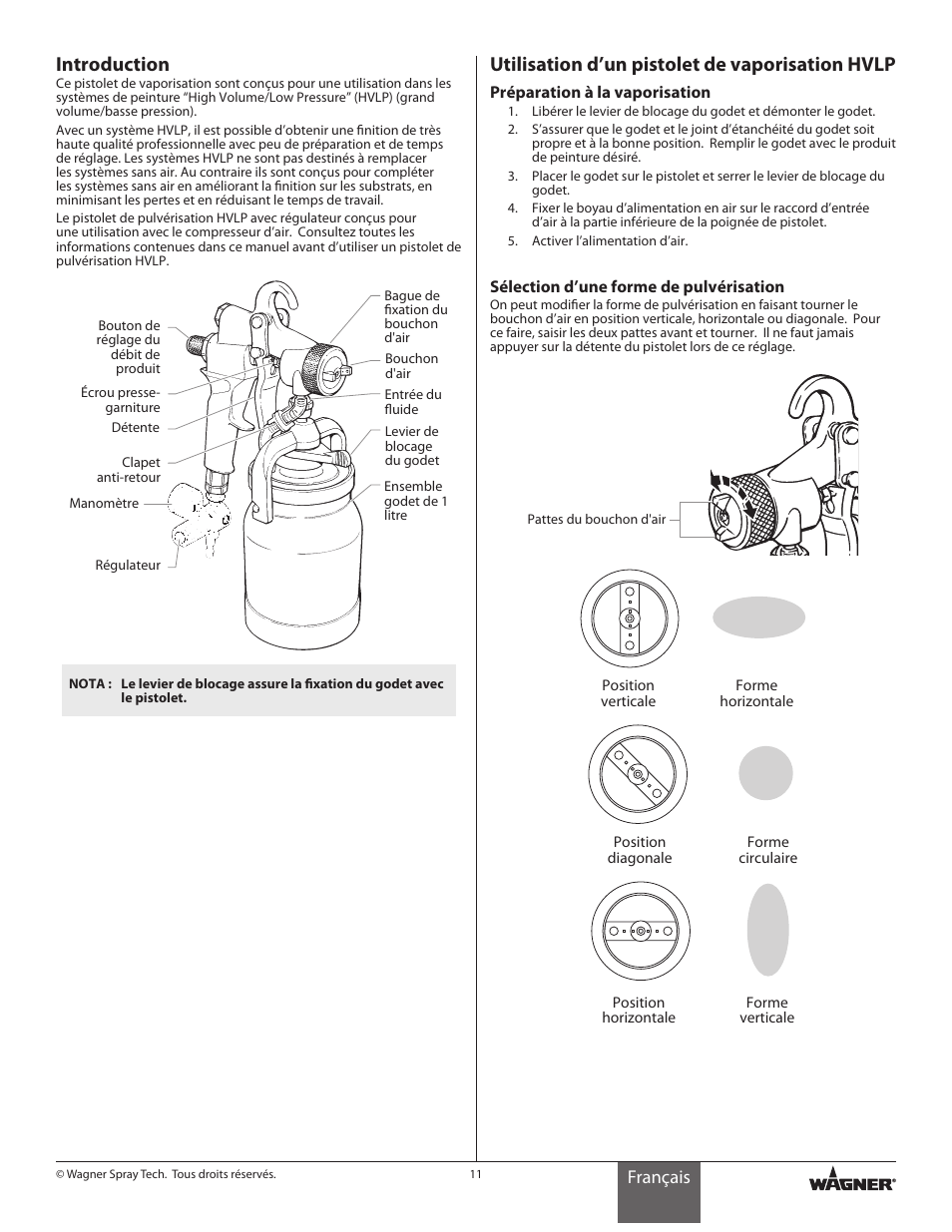 Introduction, Utilisation d’un pistolet de vaporisation hvlp, Français | Wagner HVLP Conversion Gun User Manual | Page 11 / 28