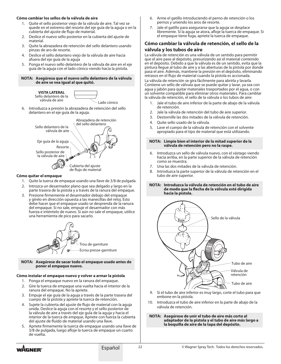 Español | Wagner HVLP Conversion Gun User Manual | Page 22 / 28