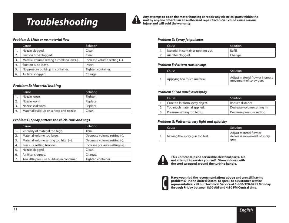 Troubleshooting, 11 troubleshooting, English 11 | Wagner PaintREADY System User Manual | Page 11 / 16