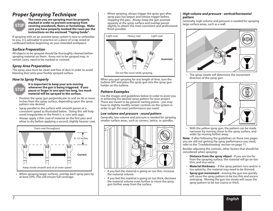 Spraying 2, Proper spraying technique, Stop | Wagner PaintREADY System User Manual | Page 7 / 16