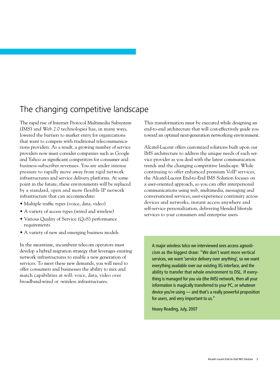 The changing competitive landscape | Alcatel-Lucent CAR2888080520 User Manual | Page 3 / 12
