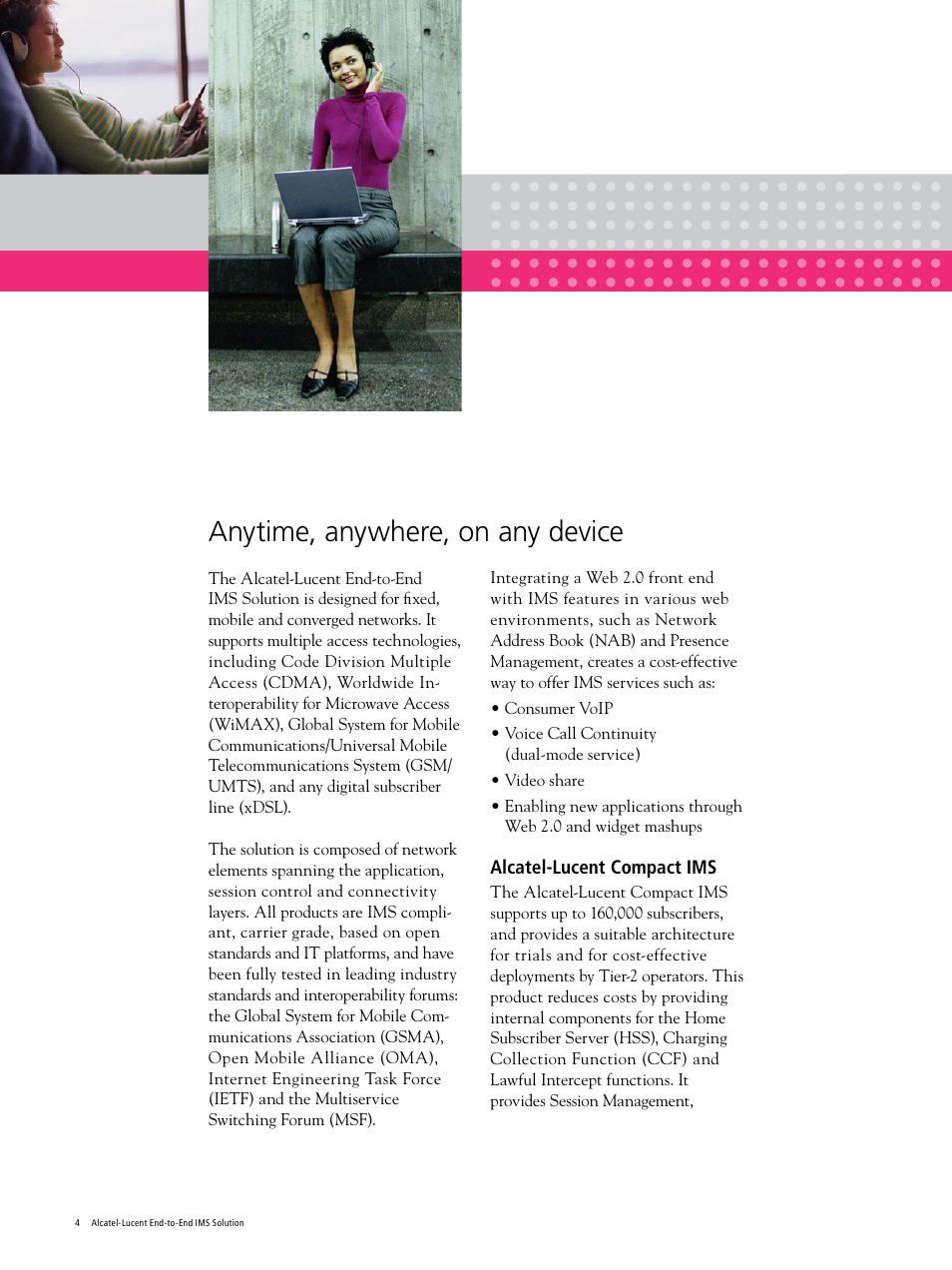 Anytime, anywhere, on any device | Alcatel-Lucent CAR2888080520 User Manual | Page 4 / 12