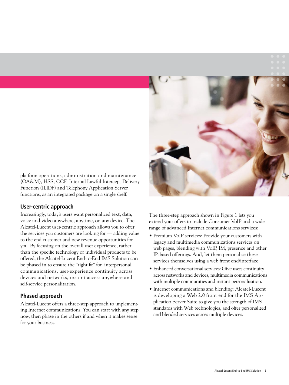 User-centric approach, Phased approach | Alcatel-Lucent CAR2888080520 User Manual | Page 5 / 12