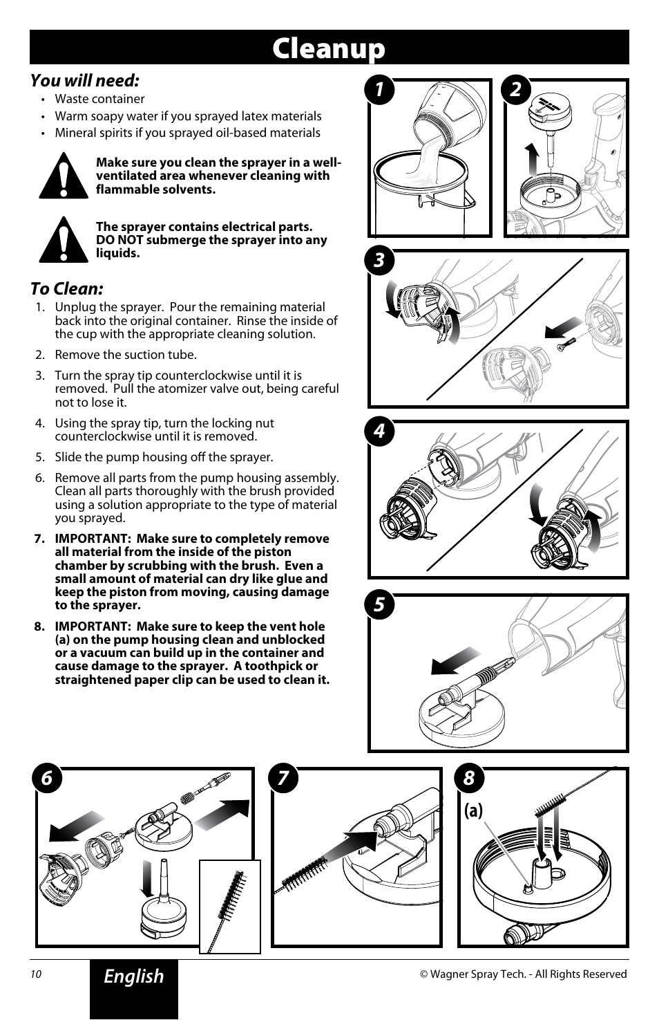 Cleanup, English, You will need | Wagner Power Painter User Manual | Page 10 / 16