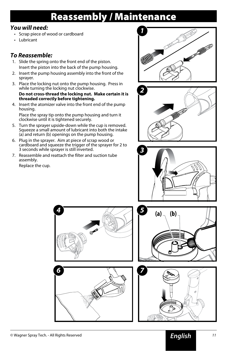 Reassembly / maintenance, English, A) (b) | Wagner Power Painter User Manual | Page 11 / 16