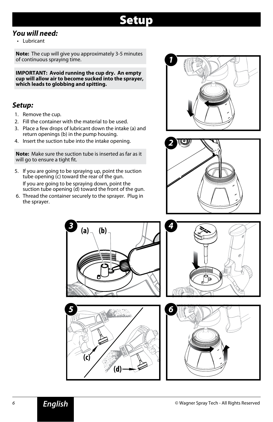 Setup, C) (d), English | A) (b) | Wagner Power Painter User Manual | Page 6 / 16