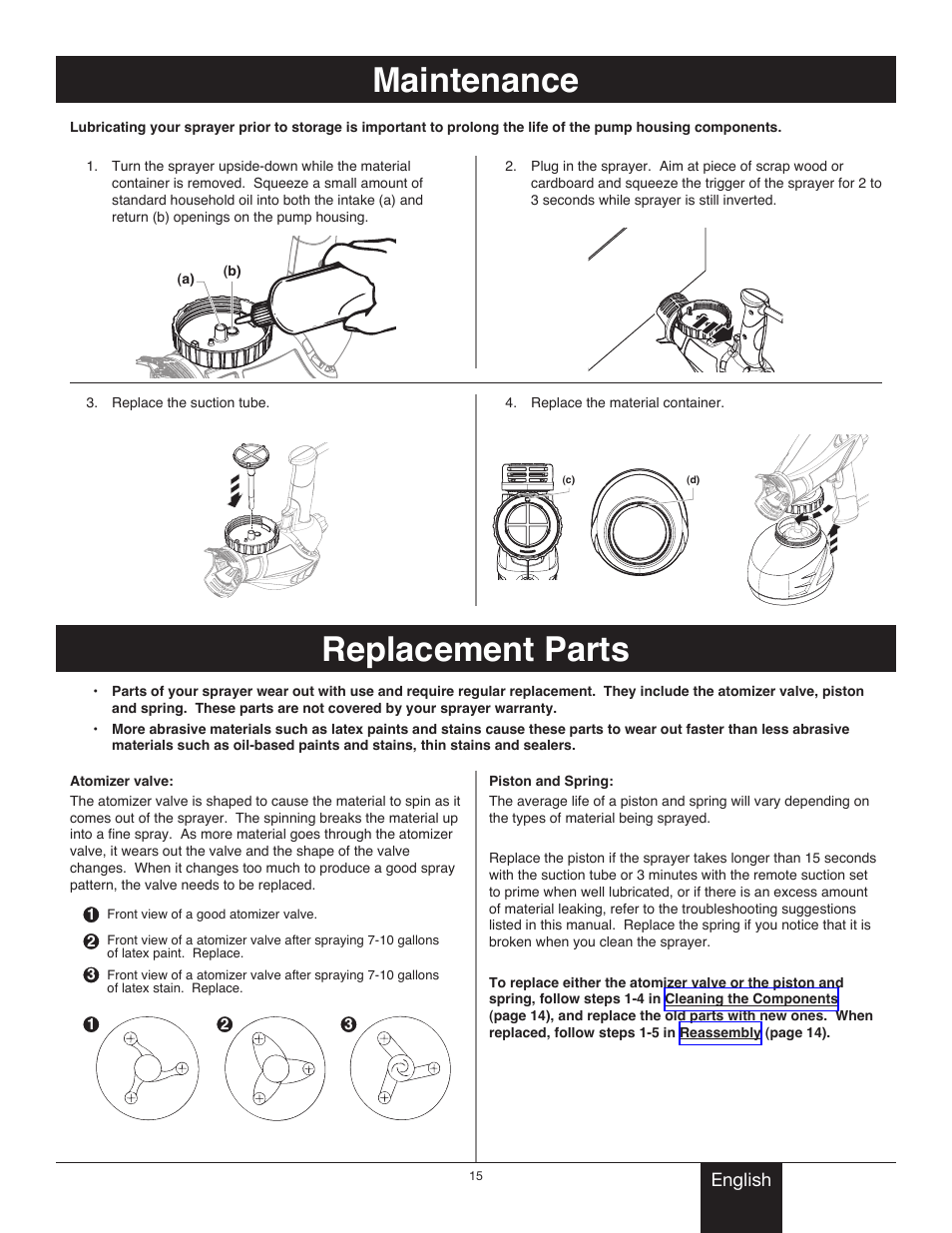 Maintenance, Replacement parts, Maintenance replacement parts | Wagner Power Painter II User Manual | Page 15 / 19