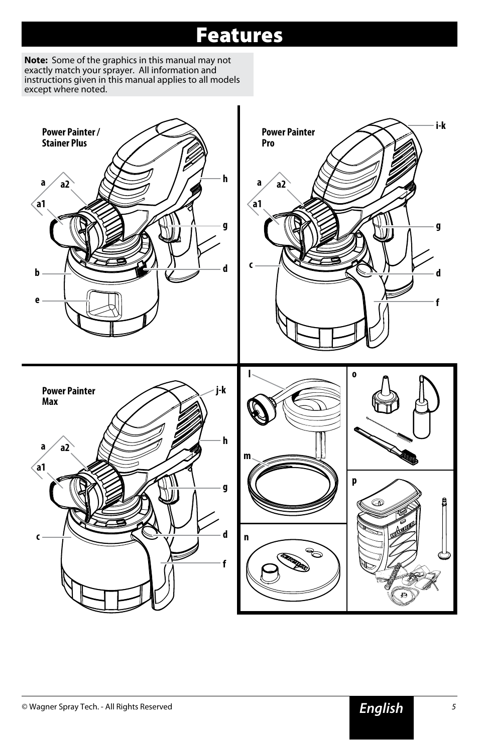 Features, English | Wagner Power Painter Pro with EZ Tilt User Manual | Page 5 / 24