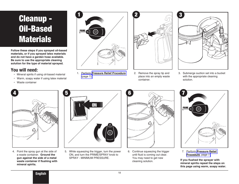 Cleanup - oil-based materials, 18 cleanup - oil-based materials, You will need | Wagner ProCoat User Manual | Page 18 / 28