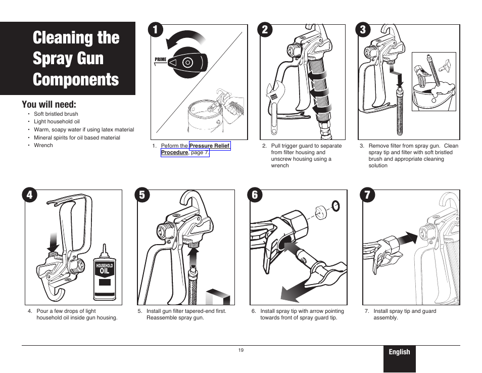 Cleaning the spray gun components, 19 cleaning the spray gun components, You will need | Wagner ProCoat User Manual | Page 19 / 28