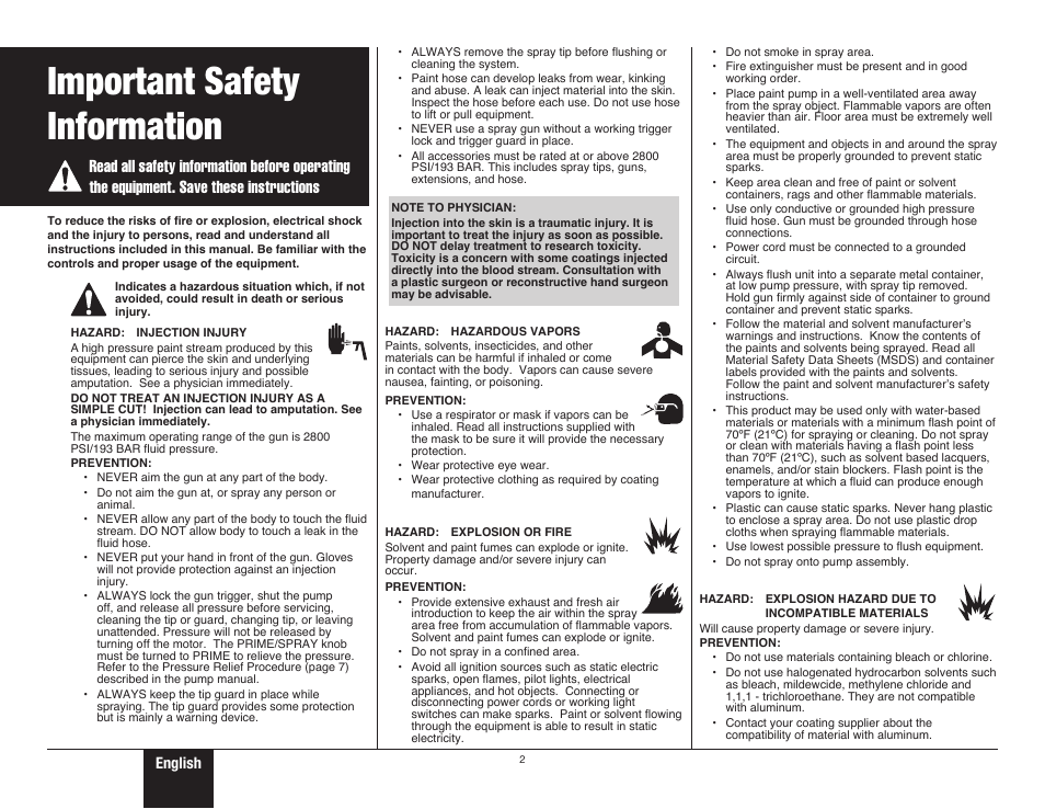 2 important safety information, Important safety information, English | Wagner ProCoat User Manual | Page 2 / 28