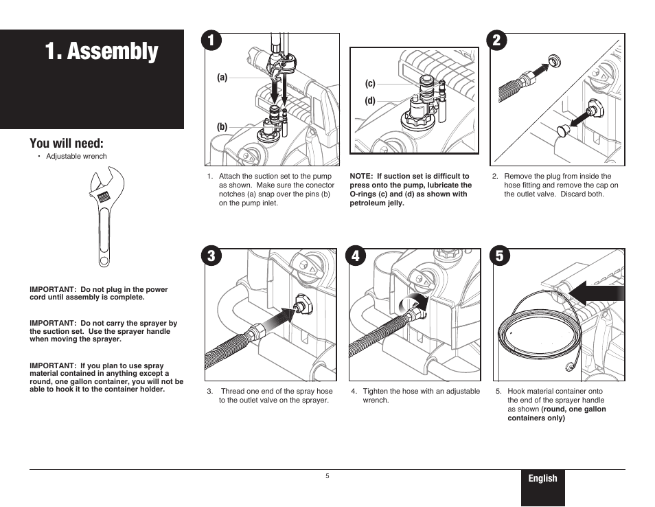 Assembly, 5 assembly, You will need | Wagner ProCoat User Manual | Page 5 / 28