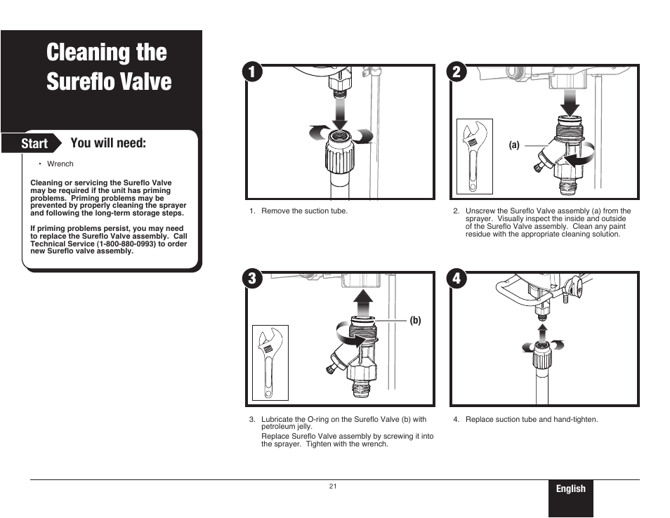 Cleaning the sureflo valve, 21 cleaning the sureflo™ valve, Start you will need | Wagner ProCoat 9185G User Manual | Page 21 / 28