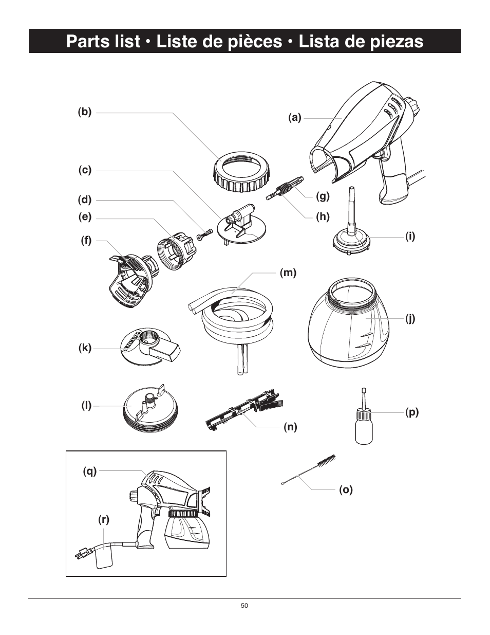 Parts list -51, Parts list • liste de pièces • lista de piezas | Wagner Project Sprayer User Manual | Page 17 / 19