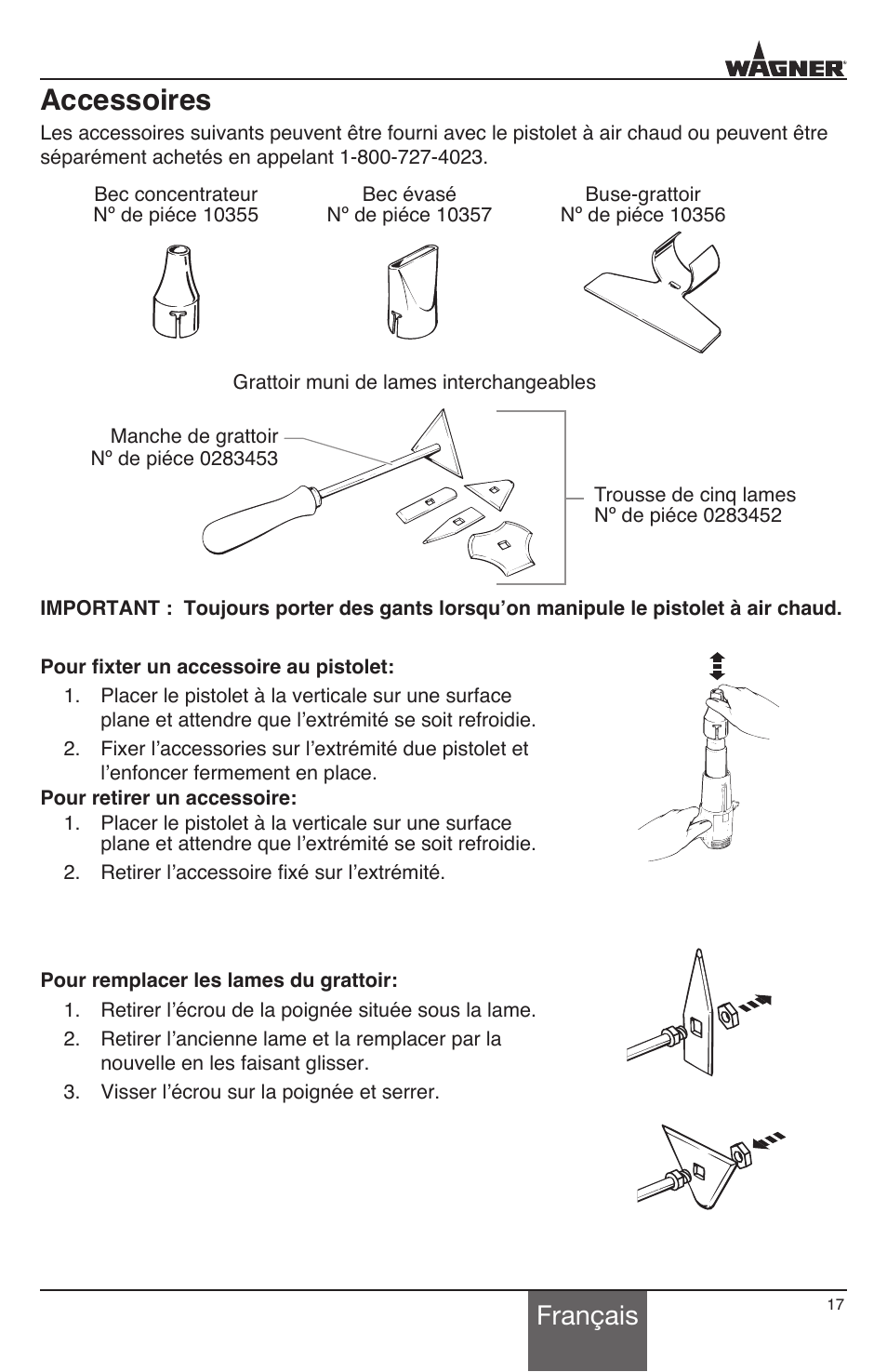 Accessoires, Français | Wagner HT1000 User Manual | Page 17 / 28