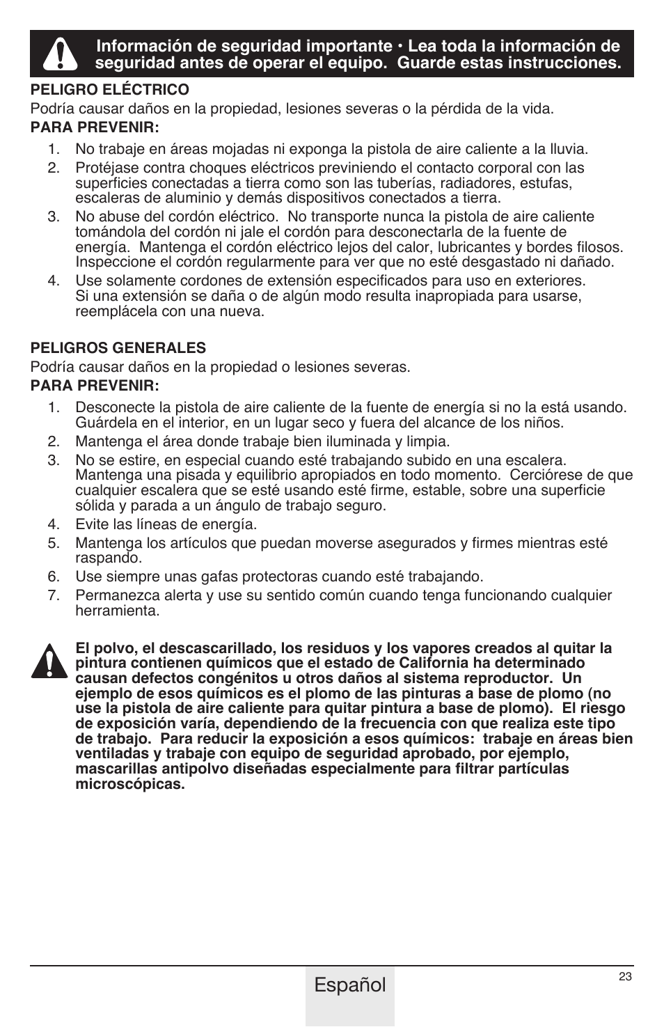Español | Wagner HT1000 User Manual | Page 23 / 28