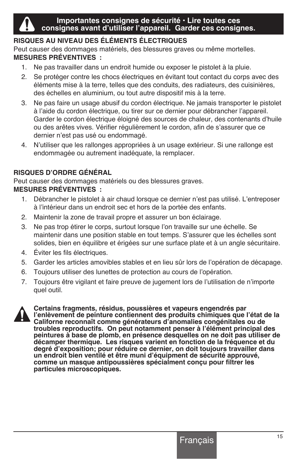 Français | Wagner HT3500 User Manual | Page 15 / 32