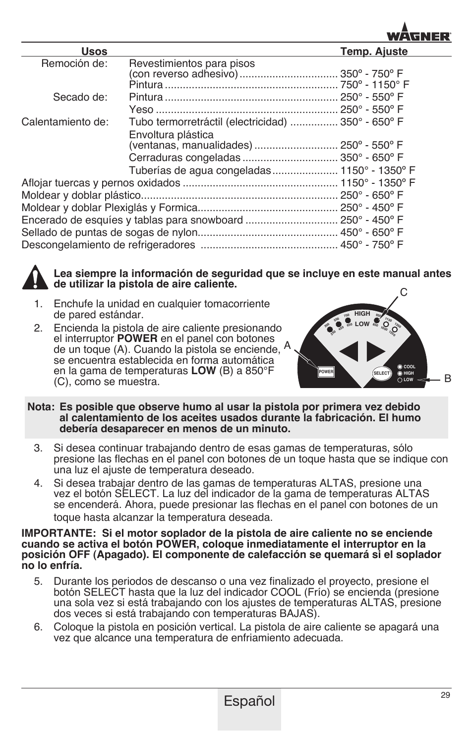 Español | Wagner HT3500 User Manual | Page 29 / 32