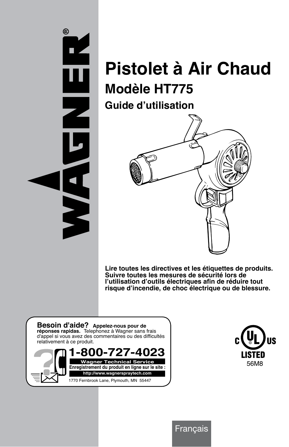 Pistolet à air chaud, Modèle ht775, Guide d’utilisation | Français | Wagner HT775 User Manual | Page 11 / 32