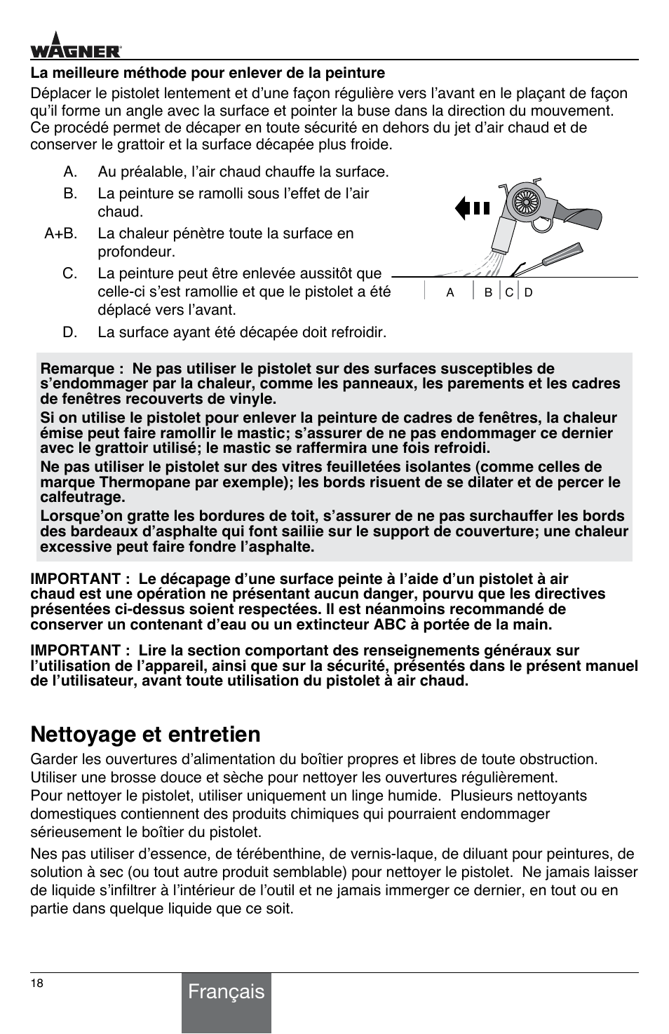 Nettoyage et entretien, Français | Wagner HT775 User Manual | Page 18 / 32