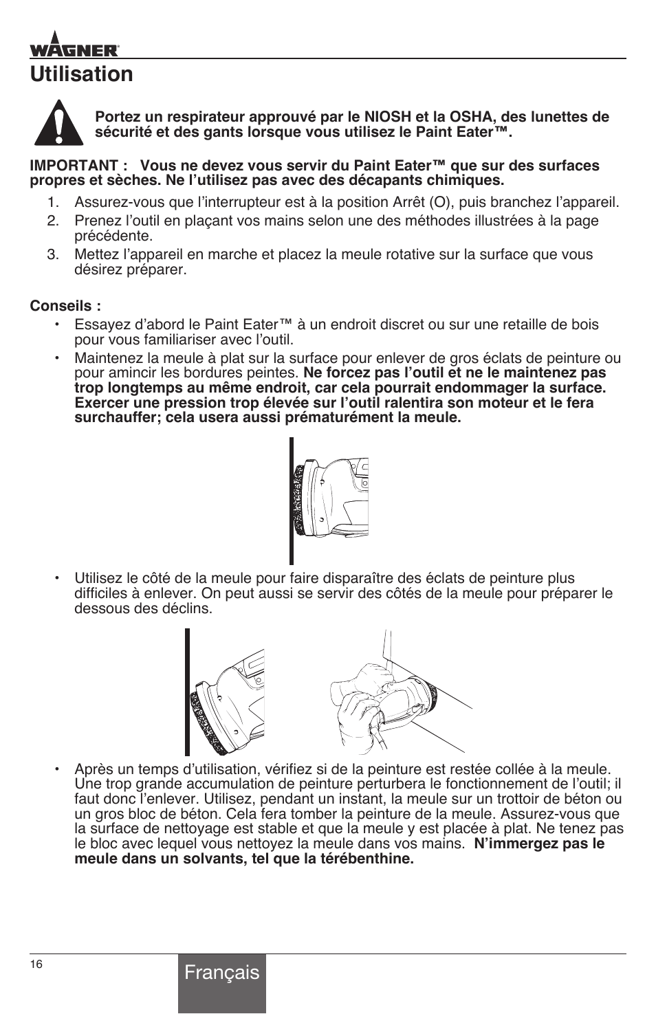 Utilisation, Français | Wagner PaintEater User Manual | Page 16 / 28