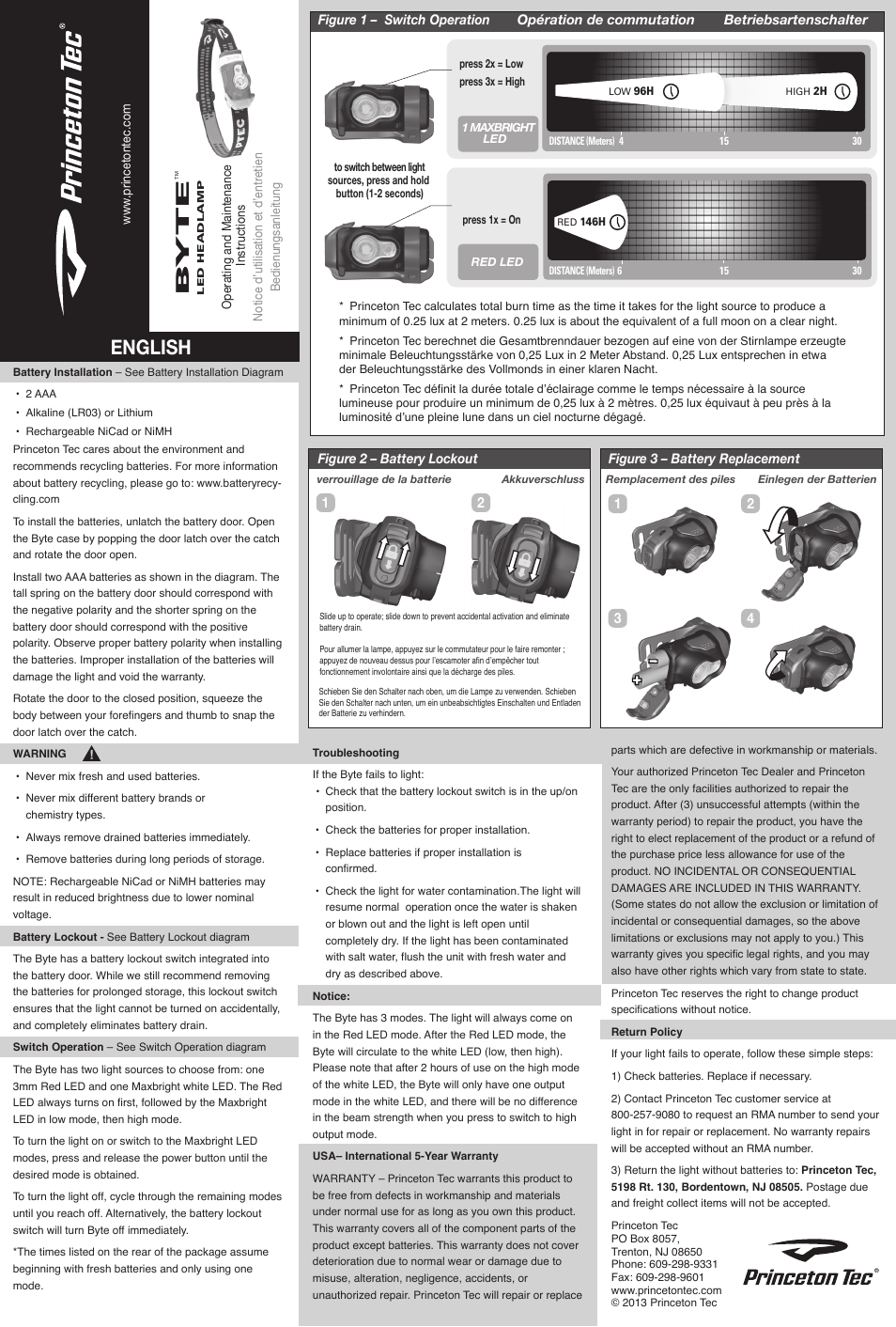 Princeton Tec BYTE User Manual | 2 pages