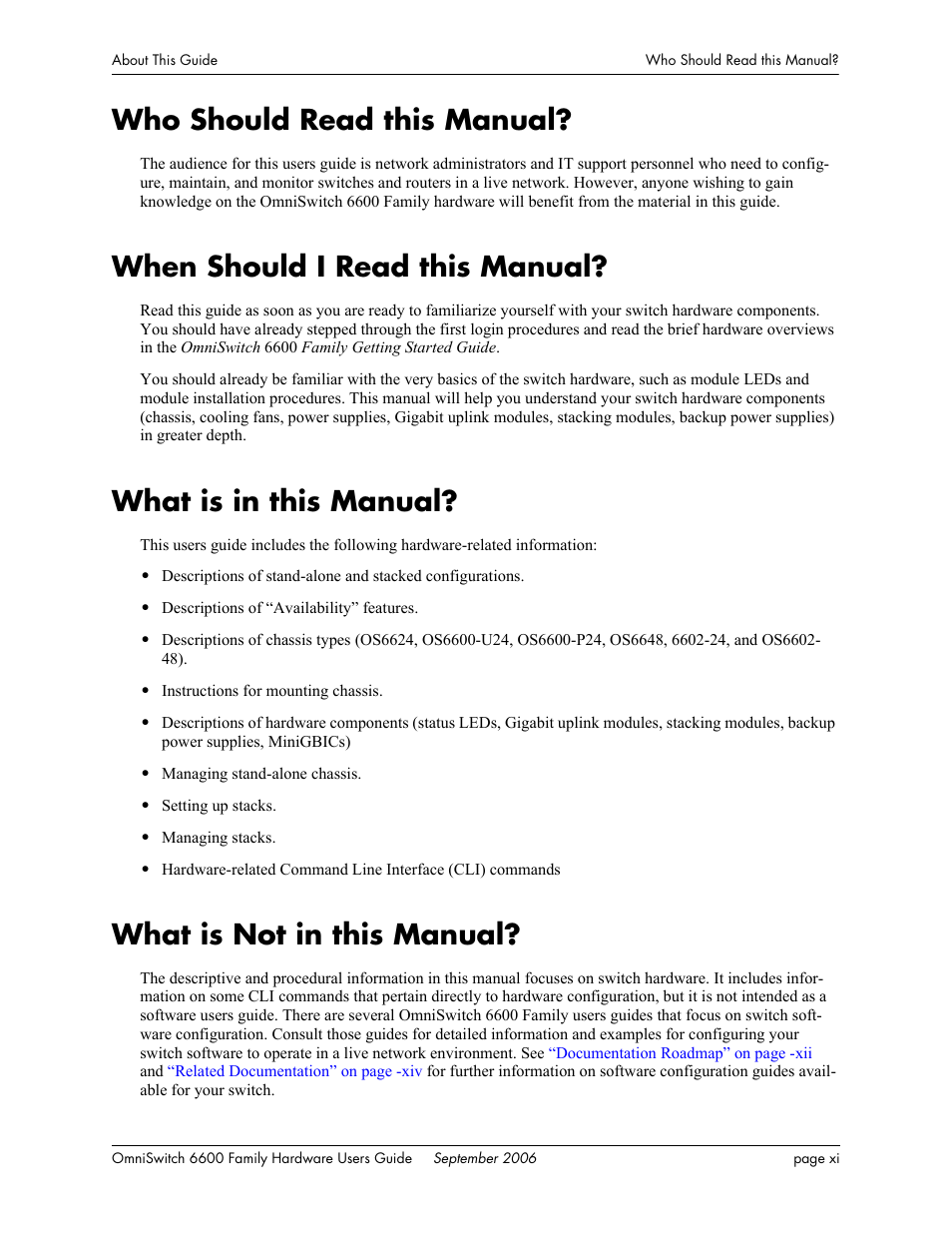 Who should read this manual, When should i read this manual, What is in this manual | What is not in this manual | Alcatel-Lucent Omni 6600 User Manual | Page 11 / 144