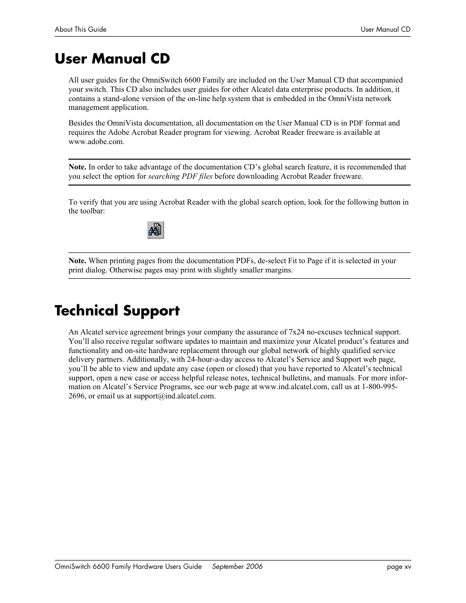 User manual cd, Technical support | Alcatel-Lucent Omni 6600 User Manual | Page 15 / 144