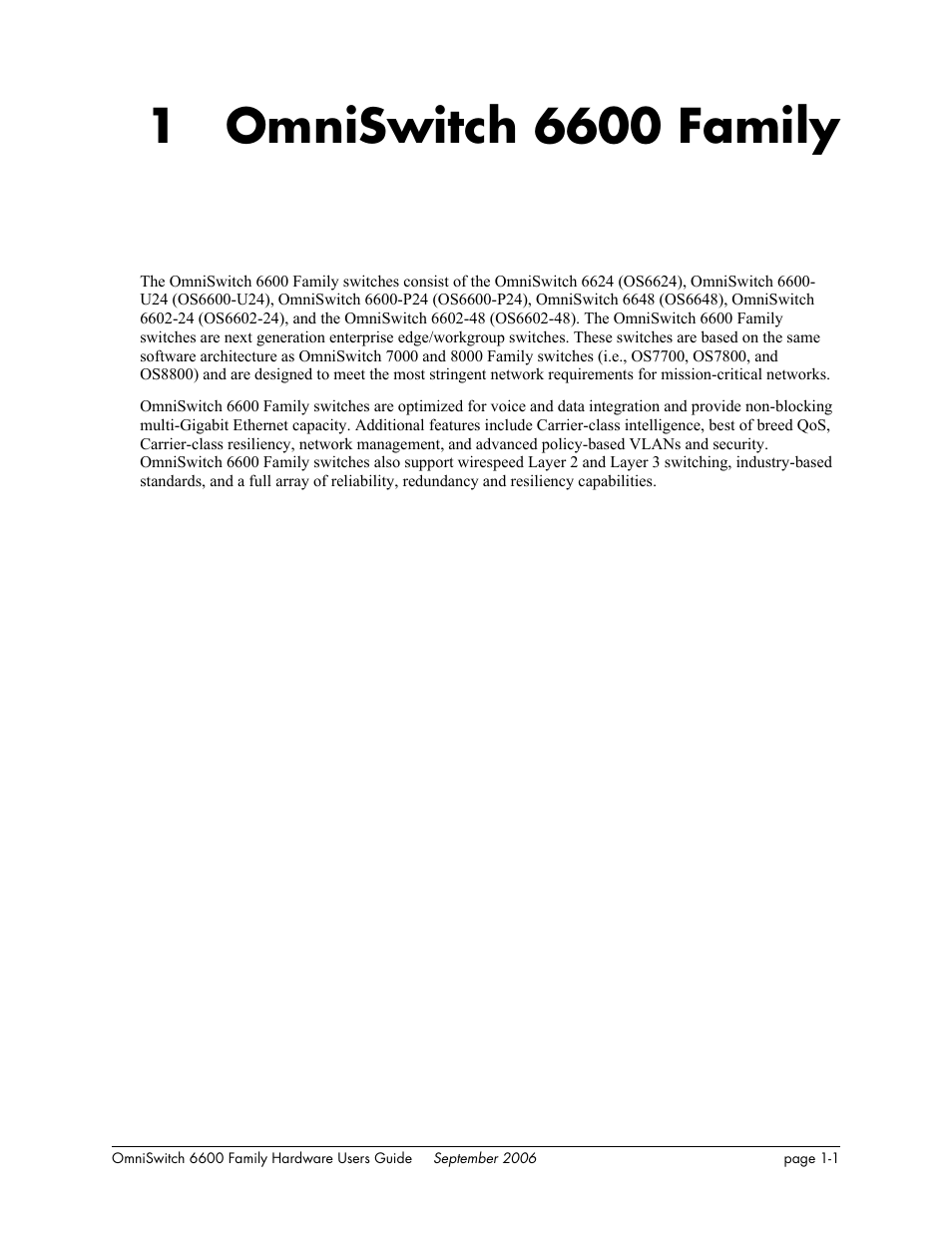 Omniswitch 6600 family, Chapter 1 | Alcatel-Lucent Omni 6600 User Manual | Page 17 / 144