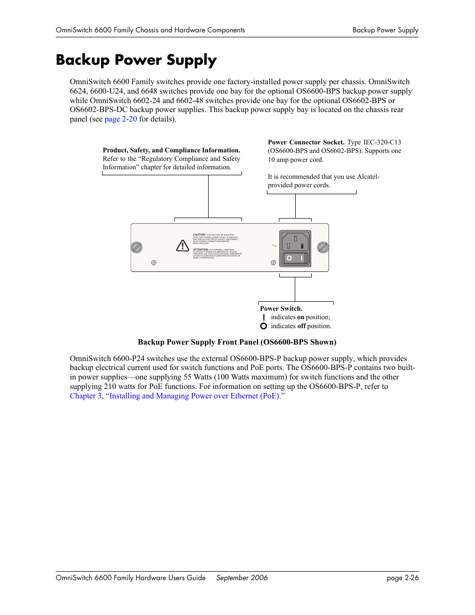 Backup power supply, Backup power supply -26 | Alcatel-Lucent Omni 6600 User Manual | Page 50 / 144