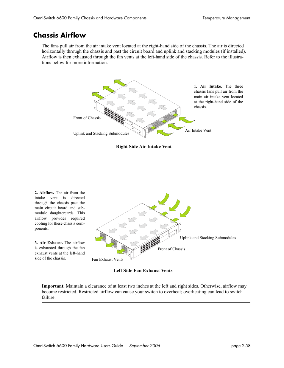 Chassis airflow, Chassis airflow -58, Fer to | Alcatel-Lucent Omni 6600 User Manual | Page 82 / 144