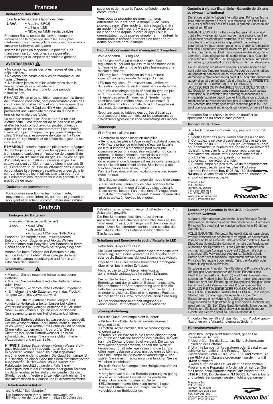 Princeton Tec QUAD User Manual | Page 2 / 2