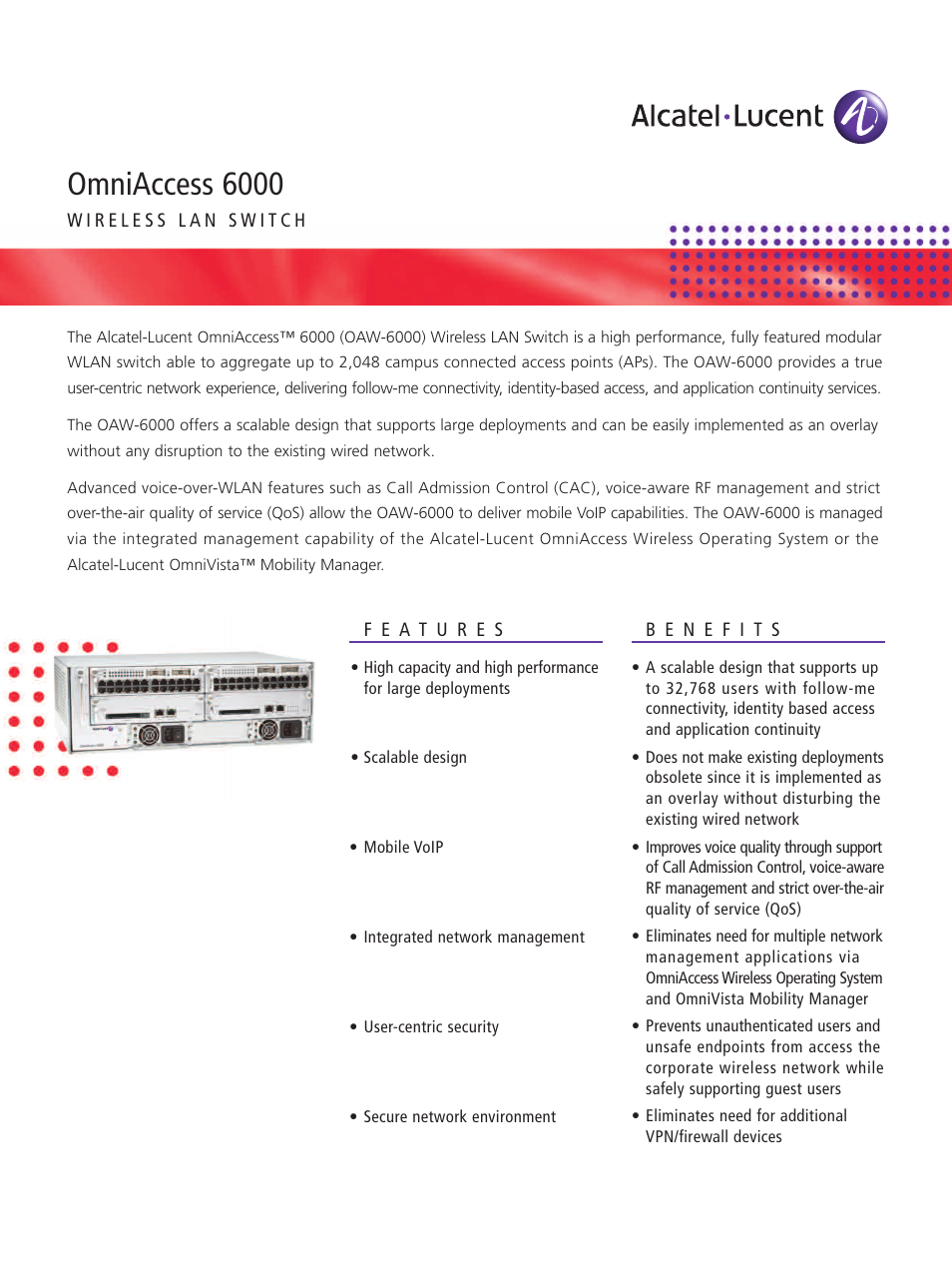 Alcatel-Lucent OmniAccess 6000 User Manual | 4 pages