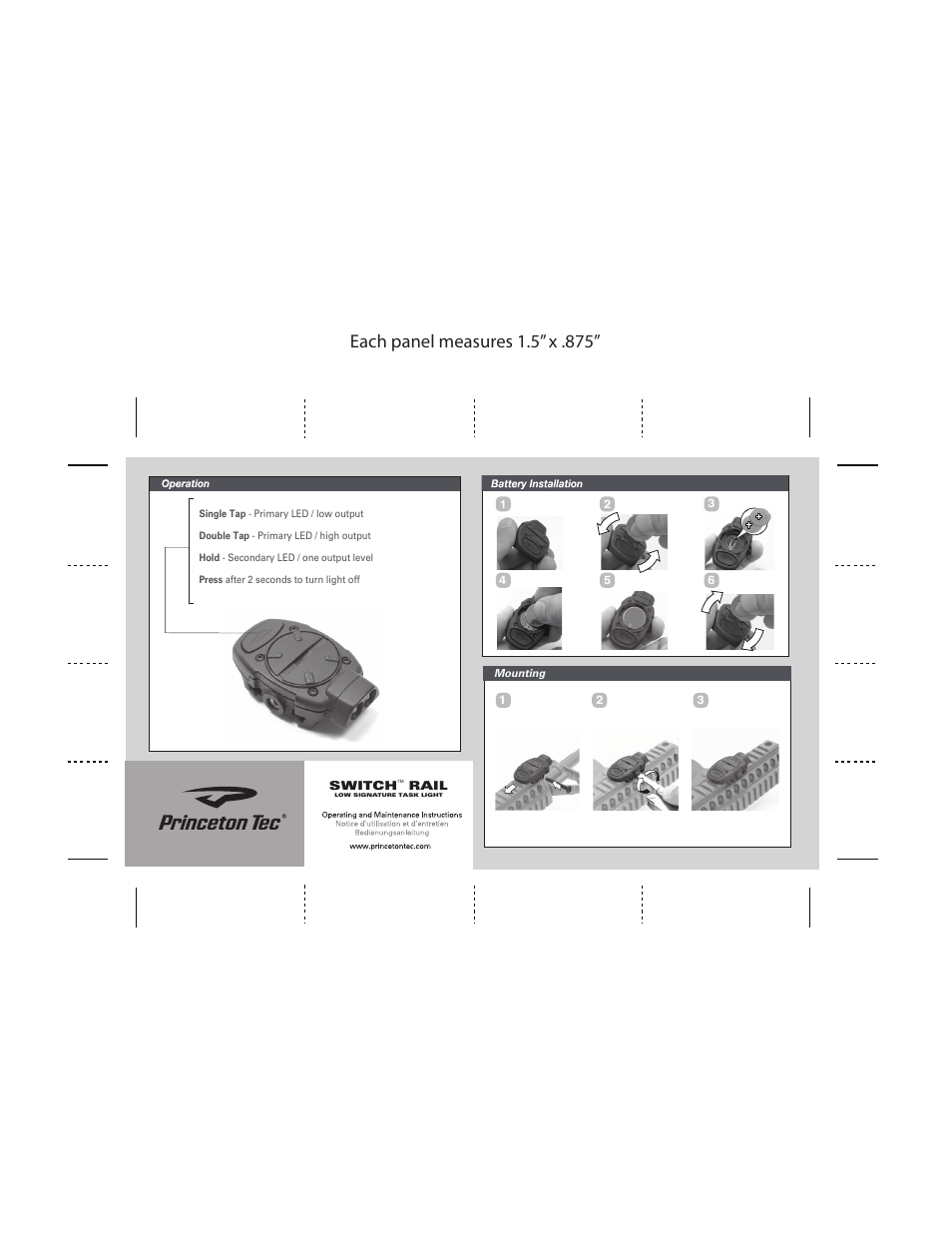 Princeton Tec SWITCH RAIL User Manual | 2 pages