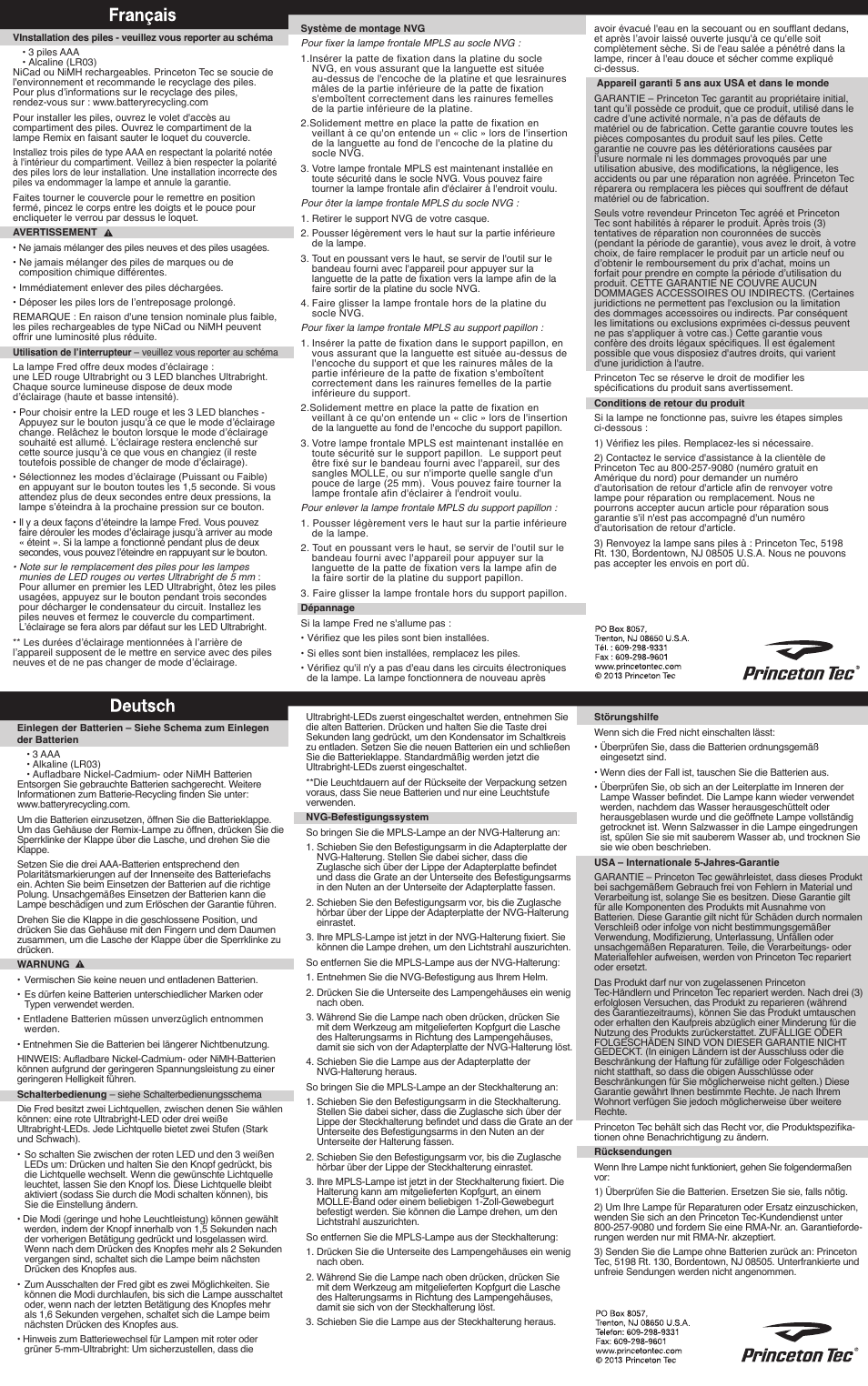 Princeton Tec FRED TACTICAL MPLS User Manual | Page 2 / 2