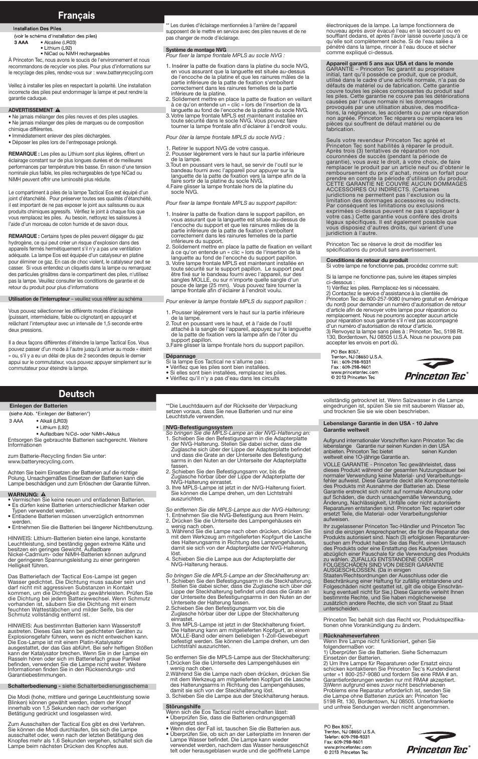 Princeton Tec EOS TACTICAL MPLS User Manual | Page 2 / 2