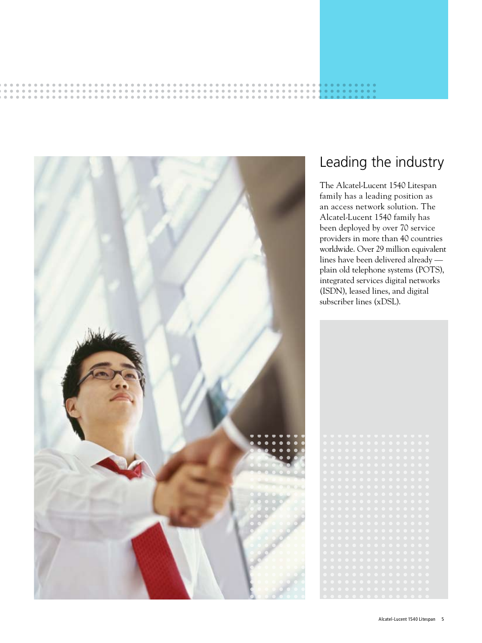 Leading the industry | Alcatel-Lucent Litespan 1540 User Manual | Page 5 / 12