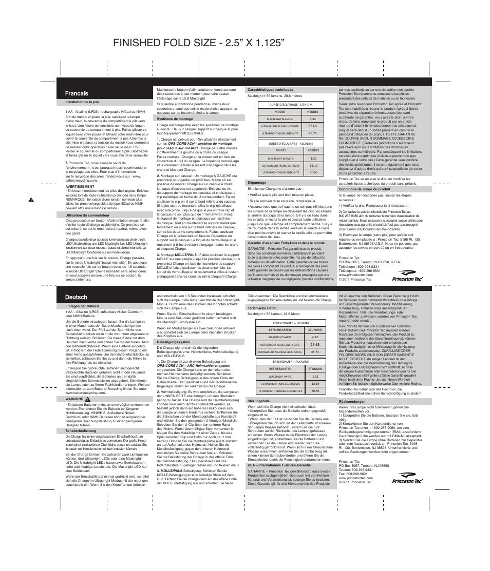 Princeton Tec CHARGE - MPLS User Manual | Page 2 / 2