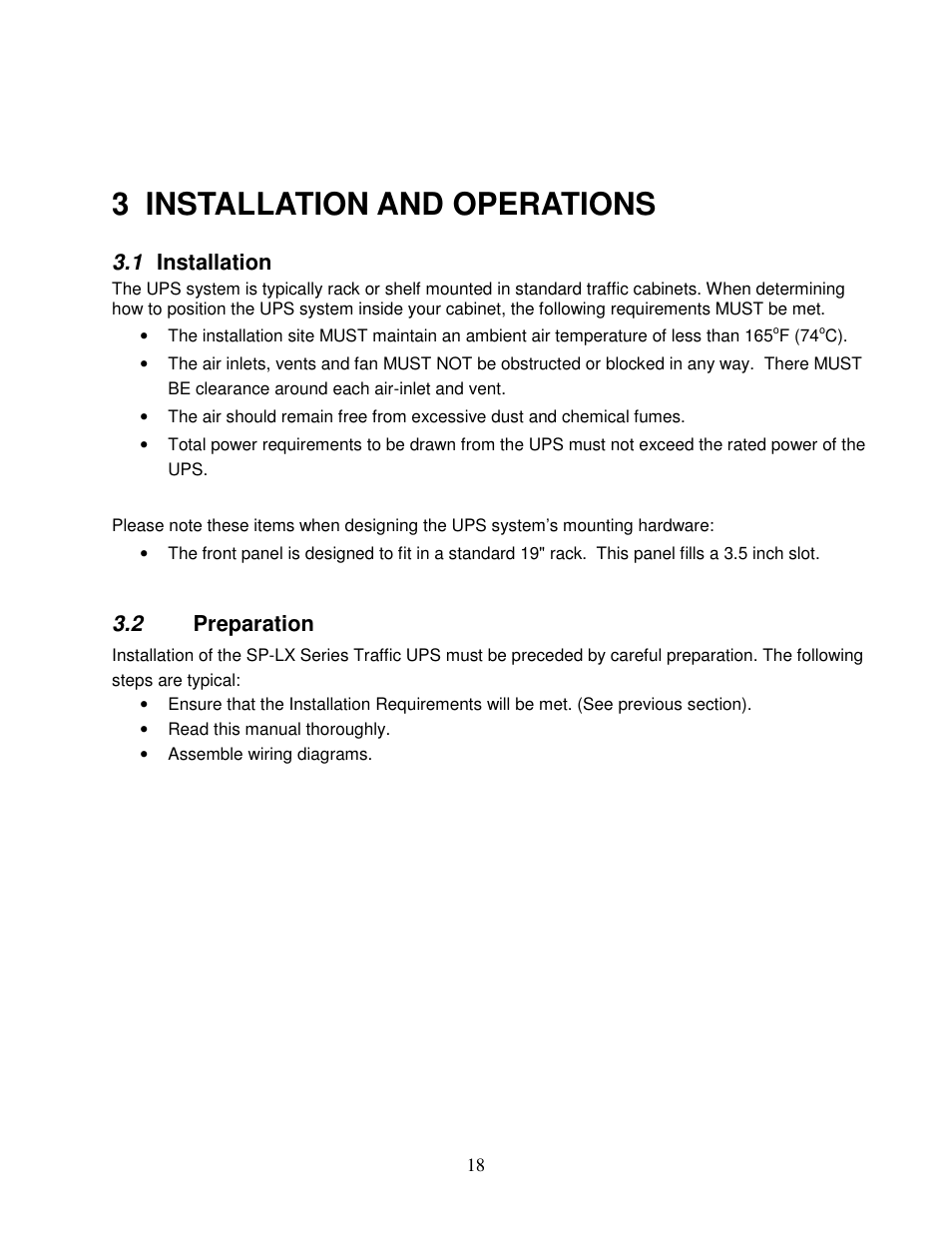 3 installation and operations, 1 installation, 2 preparation | Clary SP1250LX User Manual | Page 18 / 41