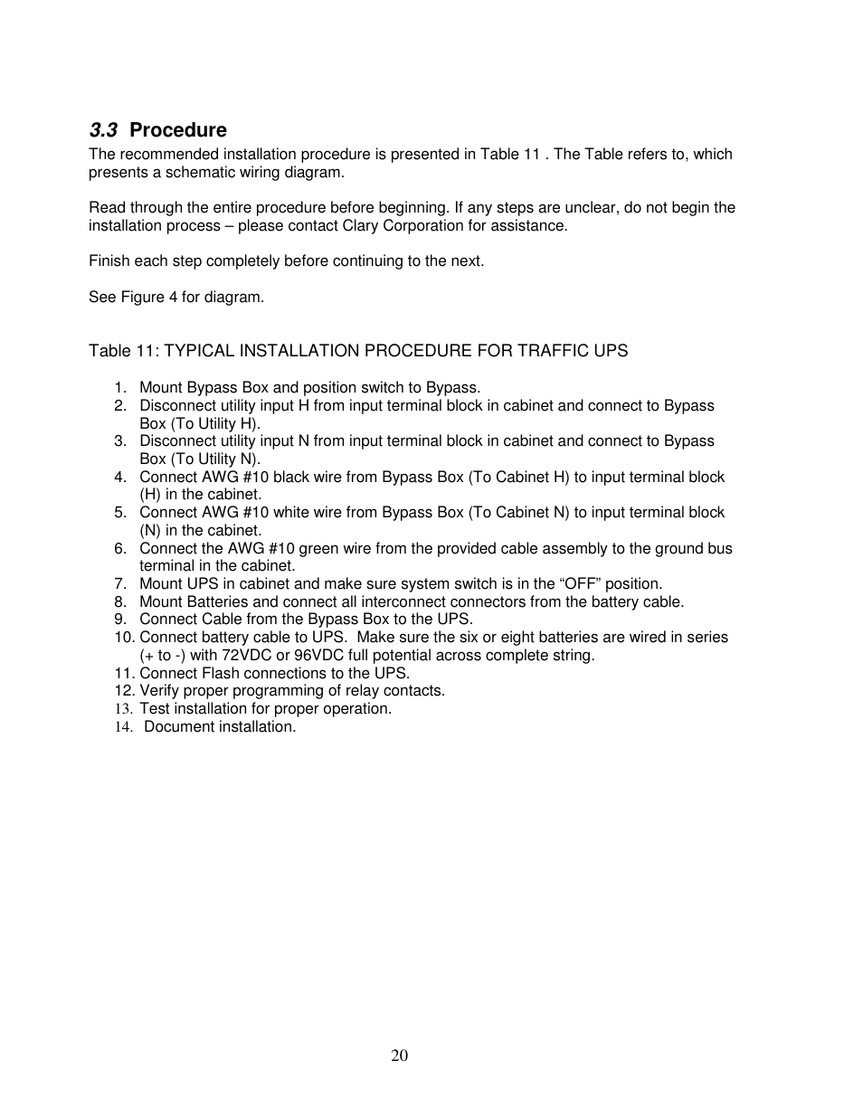 3 procedure | Clary SP1250LX User Manual | Page 20 / 41