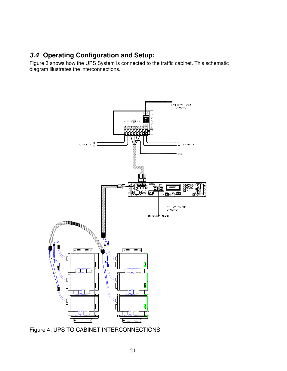 4 operating configuration and setup, Figure 4: ups to cabinet interconnections | Clary SP1250LX User Manual | Page 21 / 41