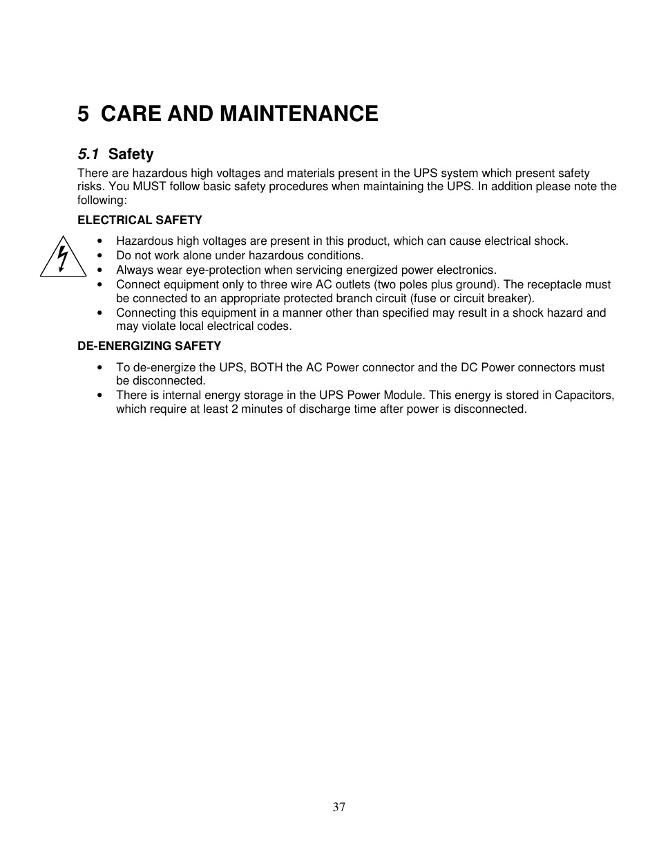 5 care and maintenance, 1 safety | Clary SP1250LX User Manual | Page 37 / 41