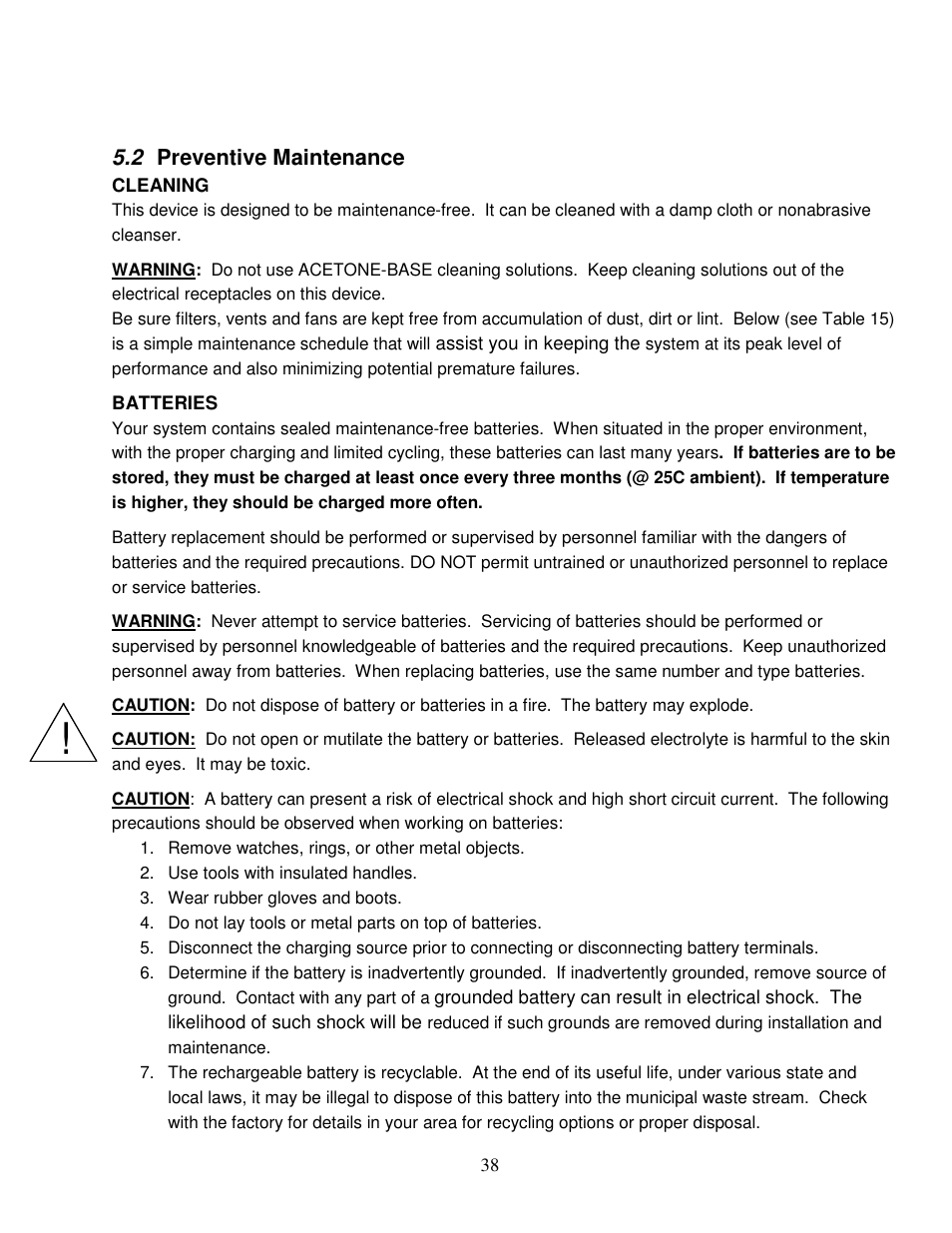 2 preventive maintenance | Clary SP1250LX User Manual | Page 38 / 41