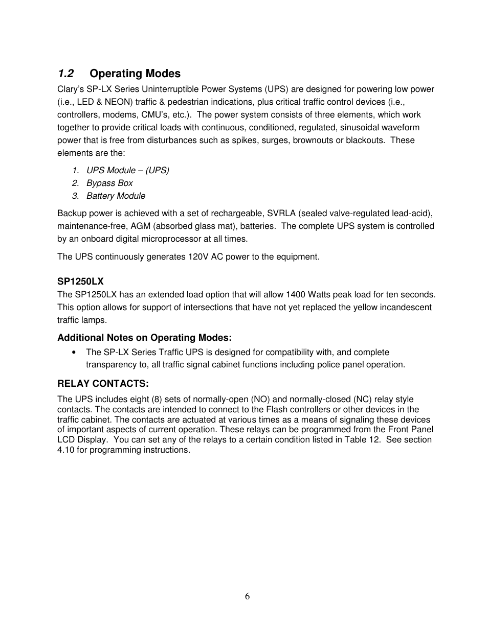 2 operating modes | Clary SP1250LX User Manual | Page 6 / 41