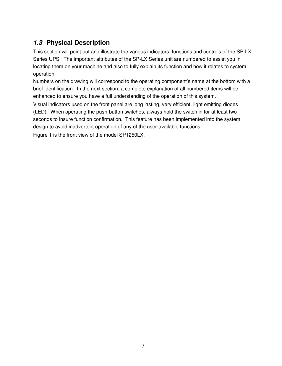 3 physical description | Clary SP1250LX User Manual | Page 7 / 41