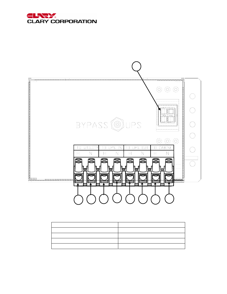 4 summary of connectors – bypass box, Figure 2: bypass box, Table 2: bypass box descriptions | Clary SP Series-Model PD User Manual | Page 12 / 47