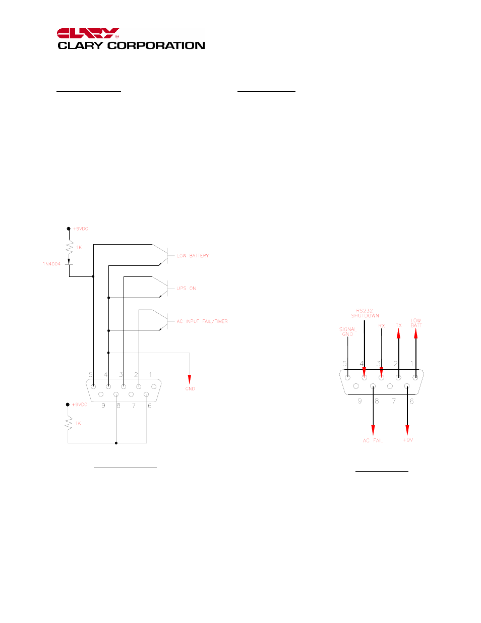 Figure 5: signal/rs232 pin assignments | Clary SP Series-Model PD User Manual | Page 26 / 47