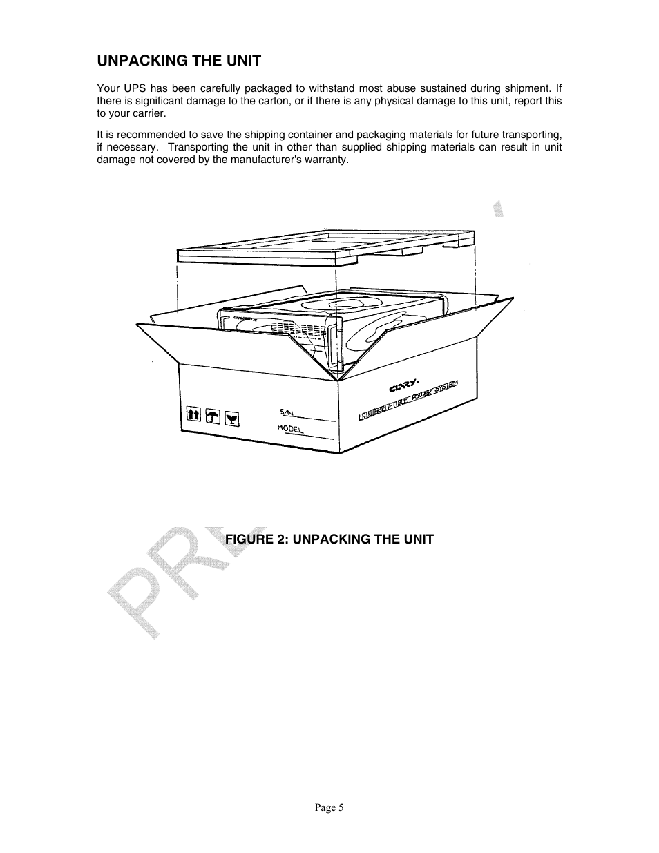 Unpacking the unit | Clary SP U-MPL User Manual | Page 5 / 22