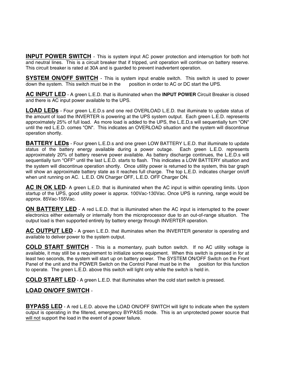 Summary of indicators and controls, Ups front panel | Clary CMN2400D-PD User Manual | Page 10 / 23