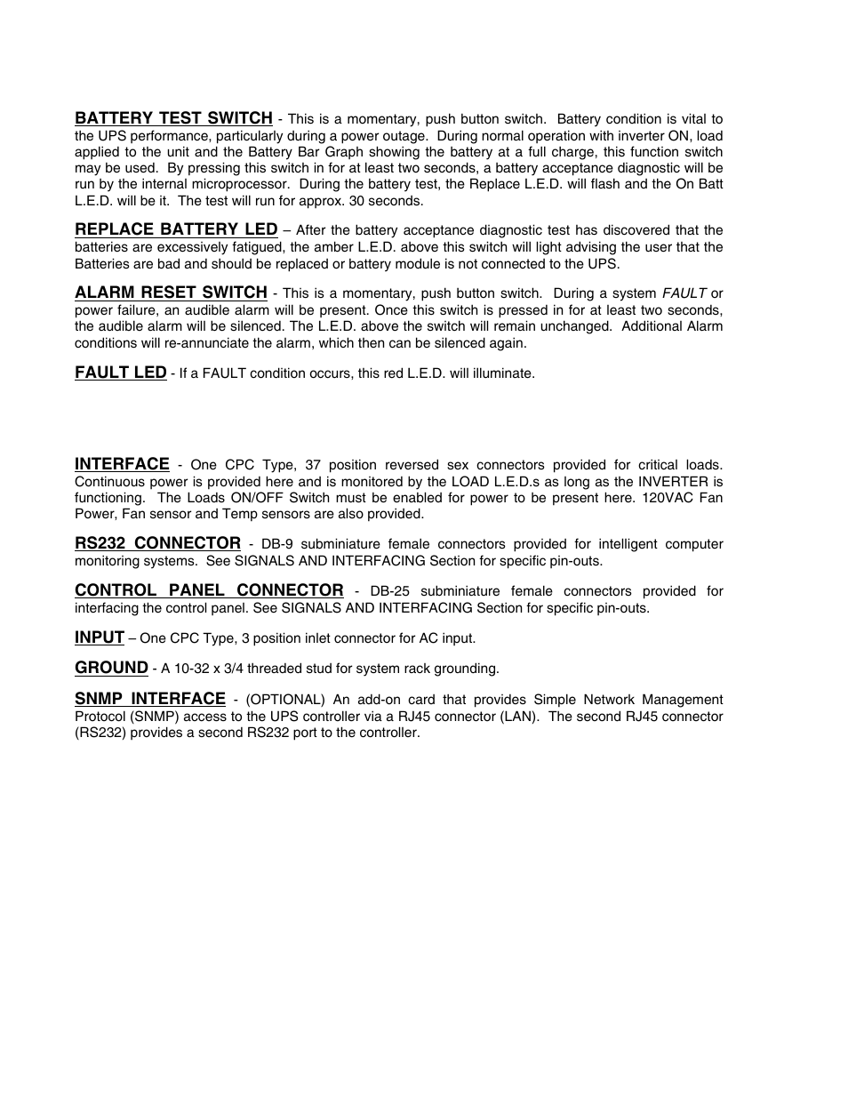 Ups rear panel | Clary CMN2400D-PD User Manual | Page 11 / 23